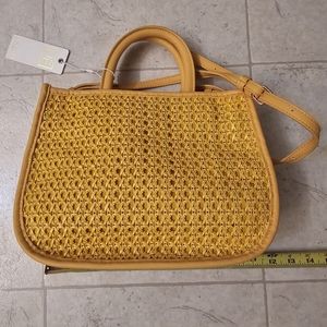 Urban Expressions Yellow Wicker Purse Handbag With Two Inner Pockets One Zipped